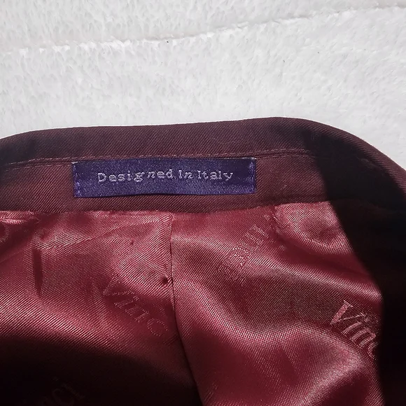 VINCI Men's Burgundy Double Breasted 6 Button Classic Fit Suit NEW - Picture 5 of 13